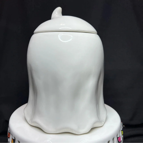 Halloween Happy Ghost w/ Pumpkin Pal Ceramic XL Cookie Jar - 2 Mugs & Spoon Rest - Picture 2 of 16